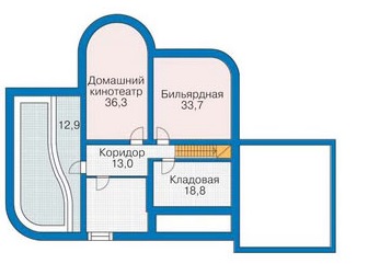 Проект большого дома с гаражом на две машины / План цокольного этажа Проект большого дома с гаражом на две машины / План цокольного этажа