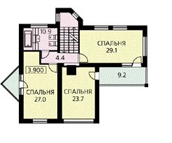 Проект коттеджа с необычным эркером / План 2 этажа Проект коттеджа с необычным эркером / План 2 этажа