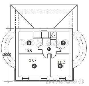 Проект гаража с кухней и двумя спальнями / План 2 этажа