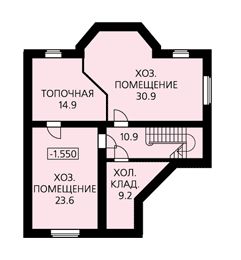 Проект дома из пенобетона с изысканными фасадами, гаражом на две машины, небольшой сауной / План цокольного этажа Проект дома из пенобетона с изысканными фасадами, гаражом на две машины, небольшой сауной / План цокольного этажа