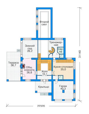 Проект в современном стиле / План 1 этажа