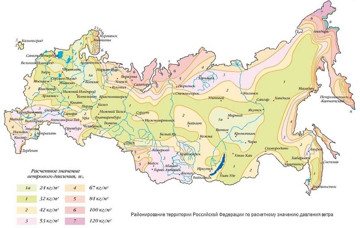 Карта для расчета ветровой нагрузки