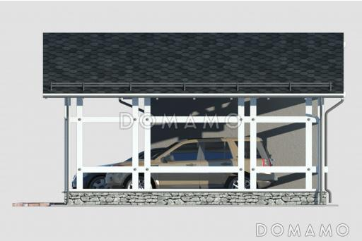 Проект навеса для двух автомобилей с хозблоком / Фасад 4