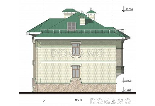 Проект дома с предусмотренной котельной на цокольном этаже / Фасад 2