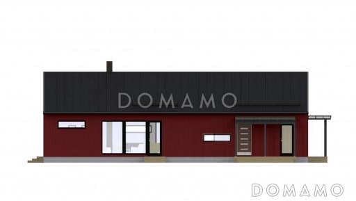 Проект одноэтажного каркасного дома с отдельным входом в небольшую сауну / Фасад 2