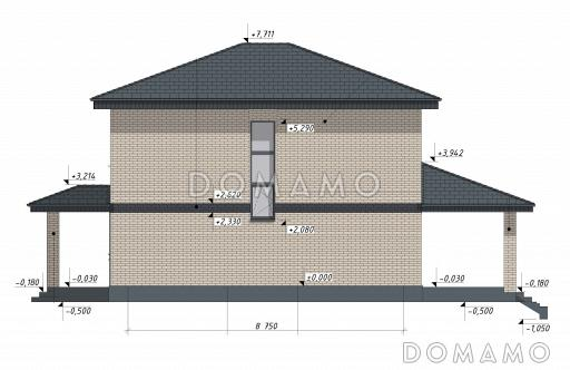 Проект строгого классического двухэтажного дома S-113 / Фасад 3