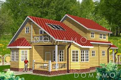 Проект дома из клееного бруса с мансардными окнами Проект дома из клееного бруса с мансардными окнами