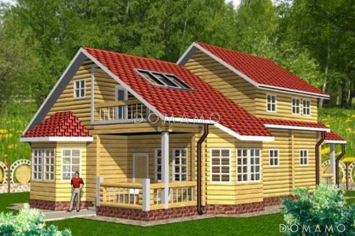 Проект дома из клееного бруса с мансардными окнами Проект дома из клееного бруса с мансардными окнами