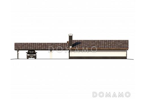 Крытый гараж на одну машину с навесом на два автомобиля, сауной и мастерской / Фасад 3