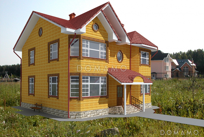 Двухэтажный дом с двумя эркерами Двухэтажный дом с двумя эркерами
