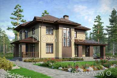 Проект коттеджа из кирпича с двуцветной облицовкой и хозяйским санузлом Проект коттеджа из кирпича с двуцветной облицовкой и хозяйским санузлом