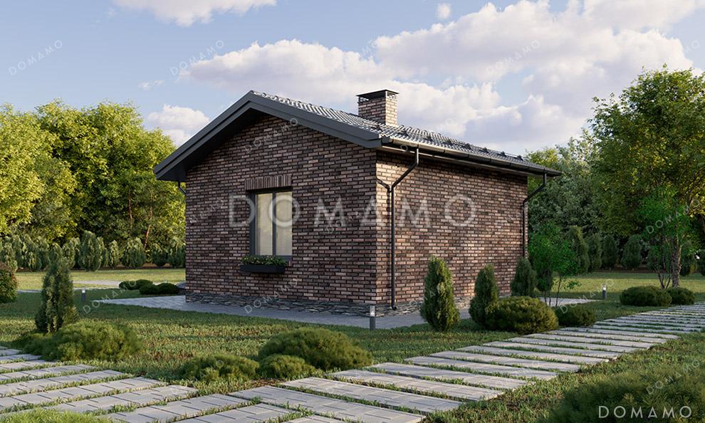 Проект компактной одноэтажной бани в классическом стиле с большой комнатой отдыха / 2