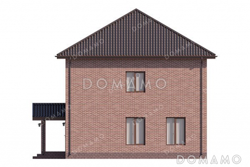 Проект двухэтажного дома с тремя спальнями и большой гостиной / Фасад 4 Проект двухэтажного дома с тремя спальнями и большой гостиной / Фасад 4