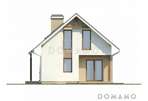 Проект небольшого мансардного дома из кирпича с четырьмя спальнями / Фасад 2