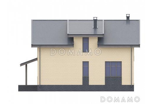 Проект двухэтажного дома с 4 спальнями и просторной ванной комнатой / Фасад 3