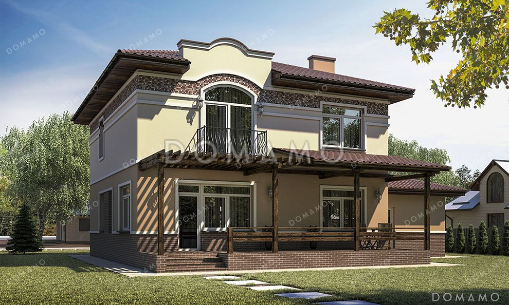 Проект двухэтажного дома с террасой и балконом / 3