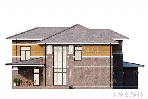 Проект двухэтажного дома с мансардой и террасой / Фасад 1