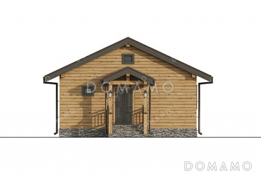 Проект одноэтажного дома с двумя спальнями и каркасными стенами / Фасад 1