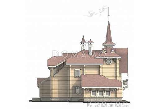 Проект коттеджа в стиле деревянного модерна / Фасад 4