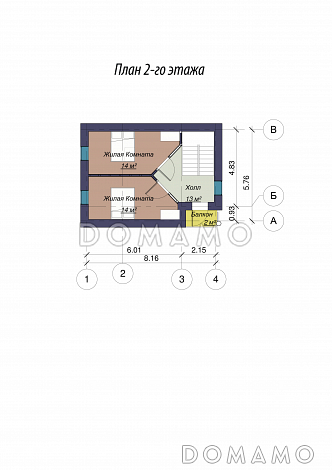 Проект двухэтажного дома с сауной / План 2 этажа Проект двухэтажного дома с сауной / План 2 этажа