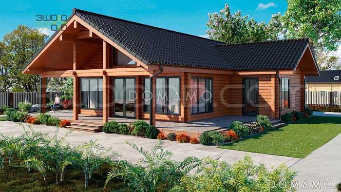 1668 - дом из клееного бруса с большой гостиной и 4 спальнями 1668 - дом из клееного бруса с большой гостиной и 4 спальнями