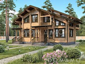 Проект дома из клееного бруса со вторым светом и тремя спальнями на втором этаже
