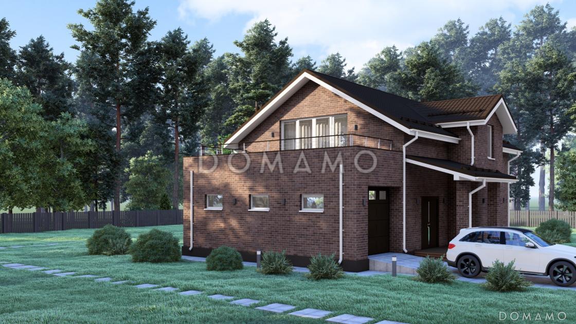 Проект двухэтажного дома с четырьмя спальнями и гаражом на одну машину S-204 / 2