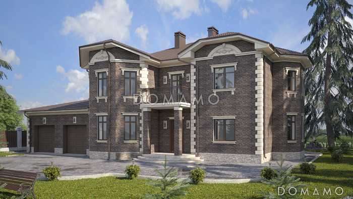 Проект загородного дома с гаражом, сауной, террасой, спортзалом Проект загородного дома с гаражом, сауной, террасой, спортзалом