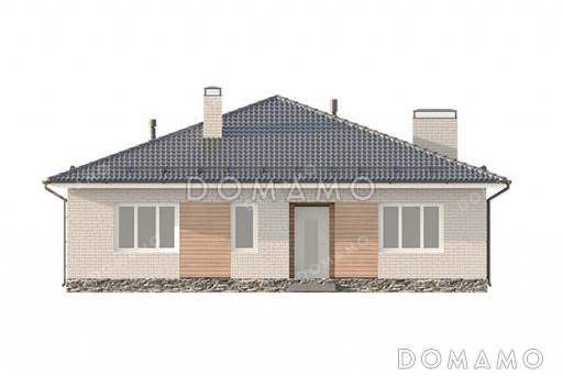 Проект одноэтажного дома со свободной планировкой дневной зоны, тремя спальнями и большой террасой / Фасад 3