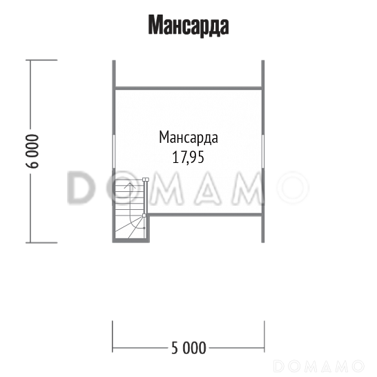 Проект классического дома с крыльцом / План мансардного этажа Проект классического дома с крыльцом / План мансардного этажа