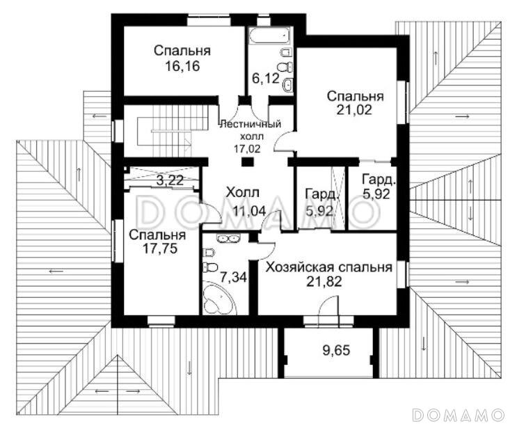 Проект коттеджа с гаражом на две машины / План 2 этажа