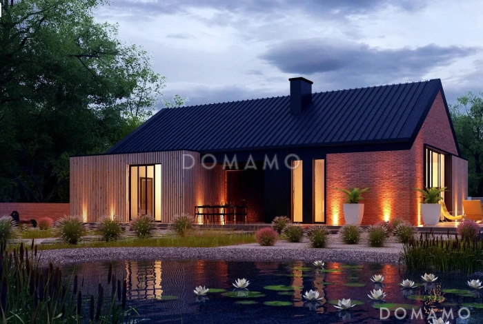 Проект кирпичного дома в стиле барнхаус с кабинетом, комнатой отдыха и увеличенной котельной Проект кирпичного дома в стиле барнхаус с кабинетом, комнатой отдыха и увеличенной котельной