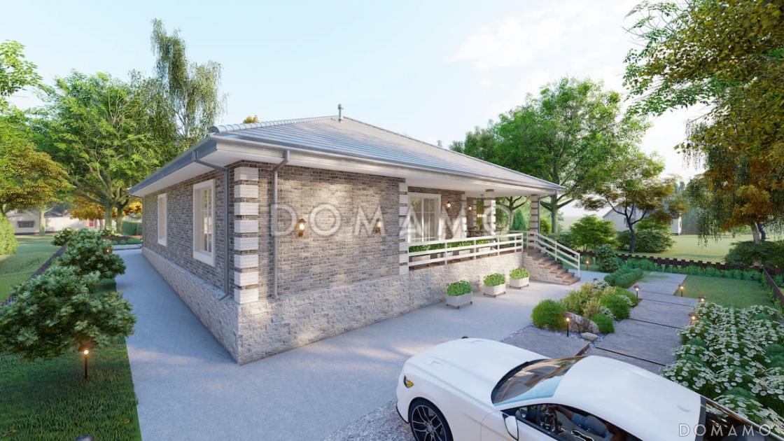 Проект одноэтажного кирпичного дома с 4 спальнями, террасой и столовой-гостиной / 8