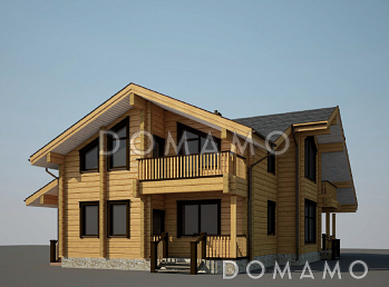 Проект дома из клееного бруса с угловой террасой Проект дома из клееного бруса с угловой террасой