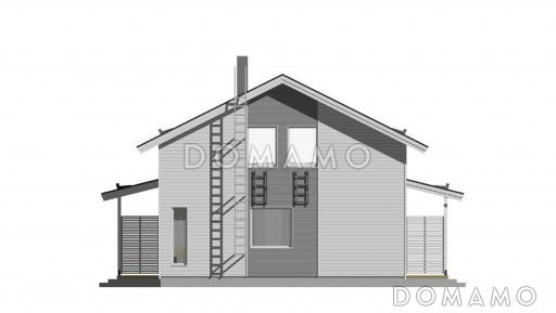 Проект каркасного дома с тремя спальнями на мансардном этаже / Фасад 2