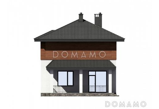 Проект двухэтажного дома с террасой, отдельным входом в котельную, хозяйской спальней с ванной / Фасад 3