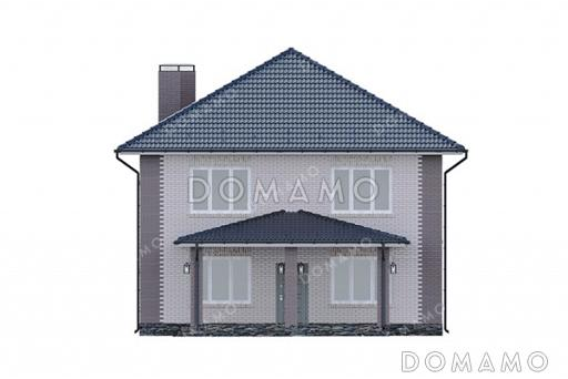 Проект двухэтажного дома с пятью комнатами и совмещенной кухней-гостиной / Фасад 1