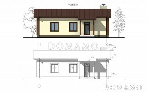 Проект дома с тремя спальнями, гостиной-кухней и постирочной / Фасад 4