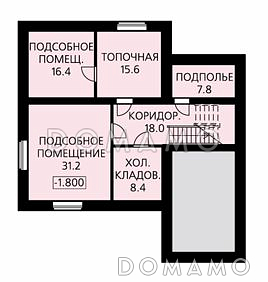 Проект дома из пенобетона с гаражом и просторной гостиной / План цокольного этажа Проект дома из пенобетона с гаражом и просторной гостиной / План цокольного этажа