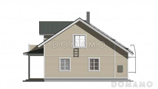 Проект каркасного дома с мансардой и небольшим балконом / Фасад 4