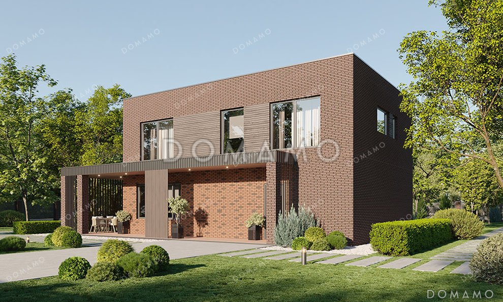 Проект двухэтажного дома с просторной гостиной и террасой / 3