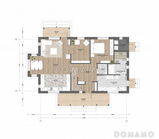 М-211 дом одноэтажный с мансардой / План 1 этажа