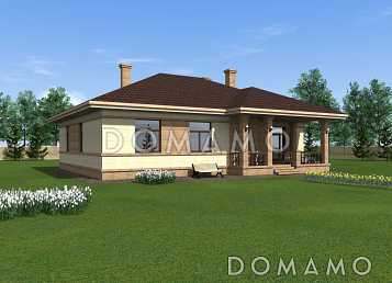 Одноэтажный дом из крупноформатного кирпича с тремя спальнями, большой кухней-гостиной и сауной