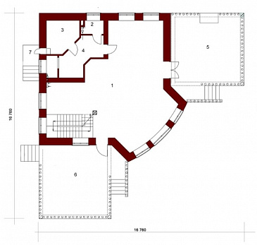 Проект беседки из кирпича с сауной / План 1 этажа Проект беседки из кирпича с сауной / План 1 этажа