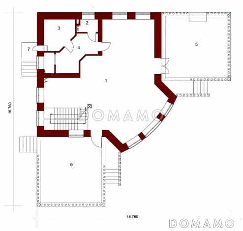 Проект беседки из кирпича с сауной / План 1 этажа Проект беседки из кирпича с сауной / План 1 этажа