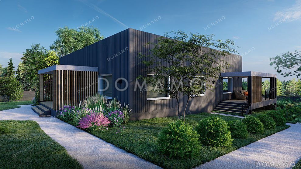 Проект одноэтажного дома с большой террасой / 3