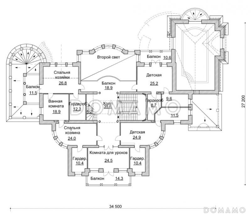 Проект представительного особняка / План 2 этажа