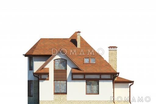 Элегантный дом с мансардным этажом, эркером, красивым крыльцом-террасой / Фасад 2