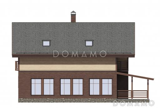 Проект дома со строгими прямоугольными формами / Фасад сзади