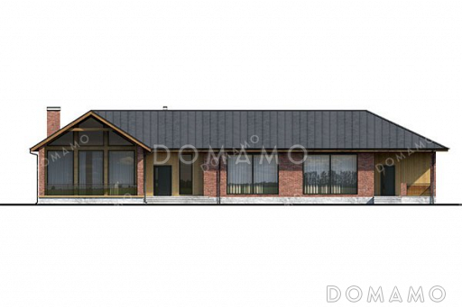 Проект одноэтажного дома с сауной и террасой / Фасад 3